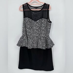 SNAP Women's Black & White Dress With A Mesh Top Plus Size 2X